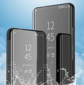 Smart Flip vaizdo Veidrodėlis Atveju, Huawei Y7 Y9 Premjero 2019 Y5 Y6 2018 Odos Stovėti Telefoną Atveju Garbę 10i 8X 9X 8S 8A Telefono dėklas