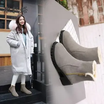 Sniego batai moterų rudens ir žiemos naujų non-slip moteriški žieminiai šilti batai plius aksomo trumpas batai, storos-soled motina batai