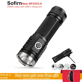 Sofirn SP33V3.0 3500lm Galingas LED Žibintuvėlis C Tipo USB Įkraunamas Žibintuvėlis Cree Šviesos XHP50.2 su Maitinimo Indikatorius