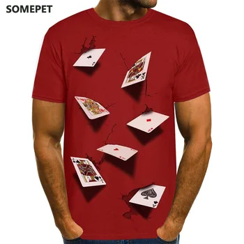 Somepet Pokerio marškinėliai Kortos Drabužius Lošimų Marškinėliai Las Vegase Marškinėlius Drabužių Viršūnes Vyrų Juokinga 3d marškinėliai
