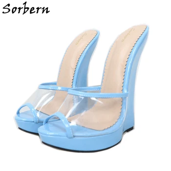 Sorbern Patentų Pleištai Paslysti Ant Sandalai Moterims Atidaryti Tne Skaidrios Pvc Ponios Platforma Batų Fetišas Vasaros Stilius Pagal Užsakymą Spalvų