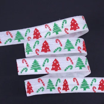 Spalvingas kalėdų eglutės spausdinti priešas 5/8 colio Elastinga PRIEŠAS spausdinti priešas didmeninė 50 metrų/daug lankelis