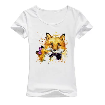 Spalvotas Piešimo Gyvūnų Elnias Atspausdintas Trumpas Rankovėmis marškinėliai 2017 m. Vasaros Mados Kawaii Moterys T-shirt Harajuku Viršūnes Femme Tees A001