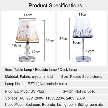 Stalo Lempa Kristalų Naktiniai staleliai, Lempa Nordic Mini LED Stalo Lempa, Miegamojo Kambarį, vaiko Kambarys Spinta linų spalvos Audinio E27 ES Plug