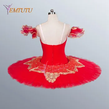 Suaugusiųjų vaikų raudonas auksas profesinės tutu blynų lėkštės etape baleto tutu sijonas klasikinio baleto tutus ballerina šokių kostiumas