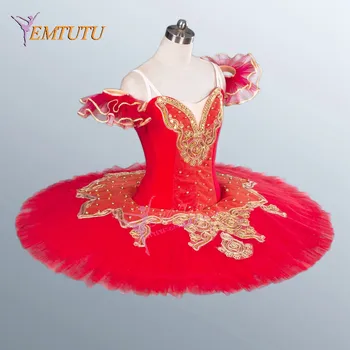 Suaugusiųjų vaikų raudonas auksas profesinės tutu blynų lėkštės etape baleto tutu sijonas klasikinio baleto tutus ballerina šokių kostiumas