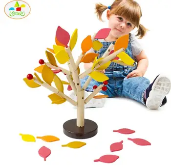 Sumontuotos Medžio, Medienos, Žalių Lapų Pastato Montessori Mediniai Žaislai Smulkinimo Blokas Anksti Švietimo Žaislas Vaikams Mokymosi Žaislas