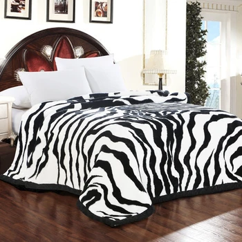Super Minkštas Šiltas Pūkuotas Raschel Mink Antklodė Gyvūnų Zebra Odos Modelis Atspausdintas Sofa Mesti Twin Karalienės Dydžio Lovos Antklodė Žiemos