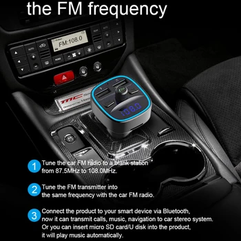 T25 Automobilių FM Siųstuvas, Automobilinis Įkroviklis, Bluetooth, MP3 Grotuvas Pažangios Balso Navigacija, 12-24 V