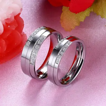 TTVOVO Vestuviniai Žiedai, Moterų, Vyrų, Sidabro Spalvos CZ Akmenys Amžinai Mylėti Dalyvavimas Juostų Žada Piršto Žiedą Asmeninį Bijoux