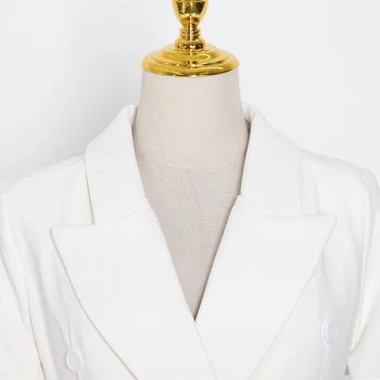 TWOTWINSTYLE Balta Minimalistinė Suknelė Moterų V-Kaklo, ilgomis Rankovėmis Aukštos Juosmens Atsitiktinis OLIS Suknelės Moteris Naujų Drabužių 2020 M. Rudenį