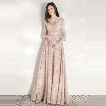Tai Yiiya Vakaro Suknelės Elegantiška Rožinės spalvos Blizgučiai vakarinę Suknelę Ilgai, Plius Dydis Oficialią Chalatai 2020 Šviečia chalatas de soiree LF179