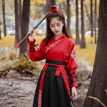 Tang Dinastija Senovės Kostiumai Hanfu Suknelė Kinijos Liaudies Šokių Drabužius Klasikinio Pėstininkas Su Kardu Drabužių, Tradicinių Pasakų Cosplay