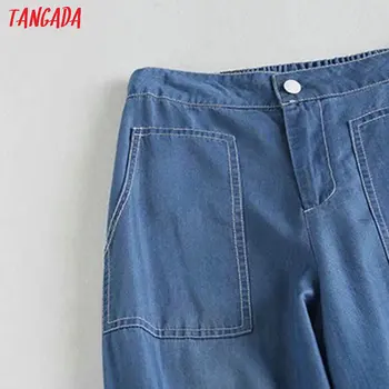 Tangada 2020 mados moterų pusė dryžuota pločio kojų džinsus, kelnes kišenėje džinsai ilgos kelnės prarasti moterų kelnes 2P24