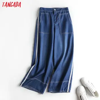 Tangada 2020 mados moterų pusė dryžuota pločio kojų džinsus, kelnes kišenėje džinsai ilgos kelnės prarasti moterų kelnes 2P24