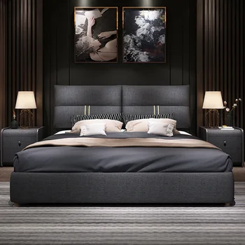 Tatamio audinio lova nuimamas ir plaunamas paprasta šiuolaikinės 1.8 m dvigubos medžio masyvo miegamojo 1,5 m minkštas krepšys saugojimo vestuvių lova