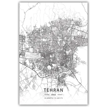 Tehran, Iranas Žemėlapis Plakatas