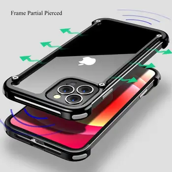 Telefono dėklas Skirtas iPhone 12 ir 12 pro prabangaus Metalo Rėmo Formą Su oro Pagalvė atsparus smūgiams originalus atveju Bamperis Atgal Bover Kietas Atveju
