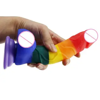 Tikroviškas Dildo Su Super Stiprus siurbtukas Vaivorykštės spalvos Dildo Sekso Žaislai Moters Dirbtinis Penis G-Spot Modeliavimas