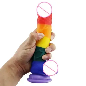 Tikroviškas Dildo Su Super Stiprus siurbtukas Vaivorykštės spalvos Dildo Sekso Žaislai Moters Dirbtinis Penis G-Spot Modeliavimas
