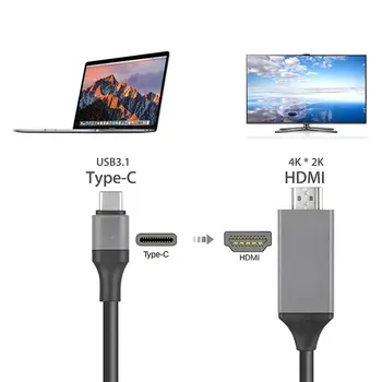 Tipas-C USB-C naar HDMI suderinamo HDTV 4K Kabel Tipas-C, vyrų naar HDMI suderinamus vyrų Adapteris, skirtas 