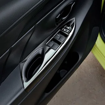 Tonlinker Automobilių durų, Langų pakėlimo mygtuką Padengti Toyota Vios/Yaris-18 Automobilių Optikos 4 VNT ABS/Nerūdijančio Plieno Dangtis lipdukai