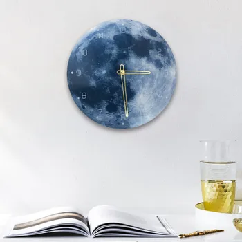 Trumpas Blue Moon Sieninis Laikrodis Modernaus Dizaino Namų Puošybai Gyvenimo Kambario, Miegamasis Silent Žiūrėti 3D Marmuro Wallclocks Kūrybos oclock