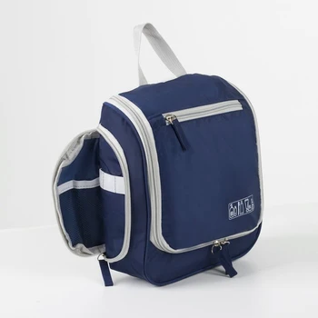 Tualetinių reikmenų krepšys, 3 zip skyriai, 3 išorinės kišenės, mėlynos spalvos