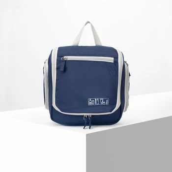 Tualetinių reikmenų krepšys, 3 zip skyriai, 3 išorinės kišenės, mėlynos spalvos