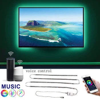 Tuya Smart Wifi Muzikos LED Juostelės Žibintai USB TV foninio Apšvietimo Rinkinys su Alexa 