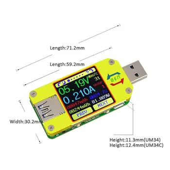 UM34 UM34C APP USB 3.0 Tipas-C DC Voltmeter ammeter įtampa srovės matuoklis