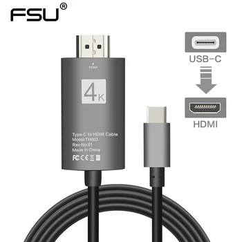 USB 3.1 Tipas-c-HDMI Kabelis paramos 4k 1080p adapteris 2017 Chromebook 