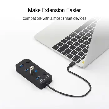 USB Hub Didelės Spartos 4 / 7 Port USB 3.0 Hub Splitter On/Off Jungiklis su ES/JAV Power Adapter MacBook Nešiojamas KOMPIUTERIS