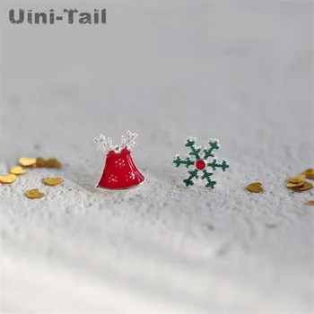 Uini-Uodega karšto naujas 925 sterlingas sidabro vertus-lašas glazūra sniego varpai auskarai Kalėdų dovanos cute mados tendencija aukštos kokybės GN459