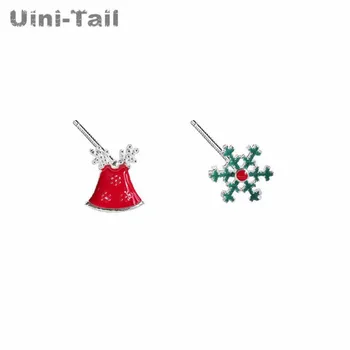 Uini-Uodega karšto naujas 925 sterlingas sidabro vertus-lašas glazūra sniego varpai auskarai Kalėdų dovanos cute mados tendencija aukštos kokybės GN459