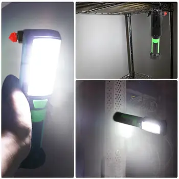 Universalus Automobilių Remontas Magnetinio Darbinis Šviesos COB LED Žibintuvėlis USB Apmokestinimo Kabliukas, Avarinis Plaktukas Žibintas Camping Medžioklė