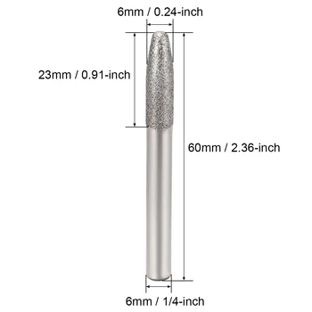 Uxcell Diamond Šerpetų Drožyba Rotacinis Įrankis 1/4 Colių Karka 6mm Nurodė, 150 Žvyro 10 Vnt Smailas 6mm