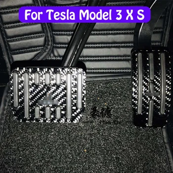 Už Tesla Modelis 3 Modelis X Modelis S Reikmenys, Automobilių Akceleratoriaus, Stabdžių Pedalą Ne slydimo Skydelis Anglies Pluošto Modelis apsauginis Dangtis