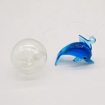 Užsakymą rankų darbo slankiojo stiklo Dolphin Mini Statulėlės akvariumo apdaila pakabukas Priedai Japonų Stiliaus Jūrų gyvūnų statula