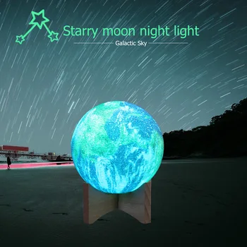 VKTECH 3D Spausdinimo Star Mėnulio Lempos Spalvinga Keisti Touch Nuotolinio Valdymo Naktį Šviesos USB Įkrovimo vaiko Lovos Dekoro Dovanos Karšto