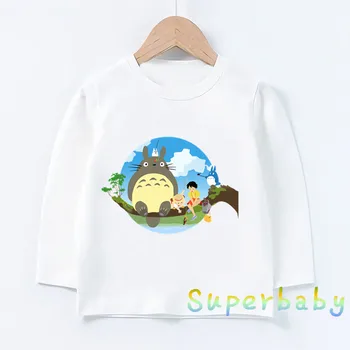 Vaikai Japonų Anime Atkakli Toli Totoro Spausdinti marškinėliai Kūdikių Berniukų, Mergaičių Juokingas Animacinių filmų Topai Vaikai Long Sleeve T-shirt,LKP2418