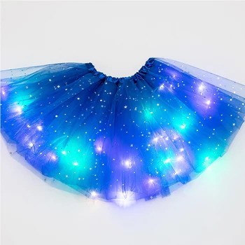 Vaikai Mergina LED Šviesos iki tutu sijonas led šviesos sijonas žvaigždės china sijonas šviesos akių sijonas Princesė Šalies Baleto Pettiskirt