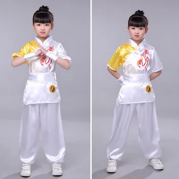 Vaikai Tradicinę Kinų Kungfu Vienodas Hanfu Naujųjų Metų Taekvondo Wushu Tango Kostiumas Siuvinėjimo Satino Berniukų, Mergaičių Taichi Drabužiai