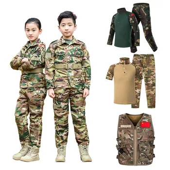 Vaikai WW2 Karinę Uniformą Taktinis Kovos Berniukų Striukė, Kelnės Nustatyti Kamufliažas Cp Džiunglių Spausdinti 2vnt Vaikai Ypatingas Swat Armija Kostiumas