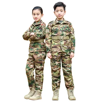 Vaikai WW2 Karinę Uniformą Taktinis Kovos Berniukų Striukė, Kelnės Nustatyti Kamufliažas Cp Džiunglių Spausdinti 2vnt Vaikai Ypatingas Swat Armija Kostiumas