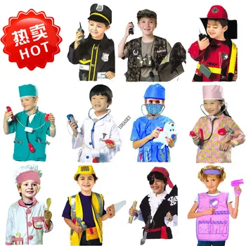 Vaikai vaikai Cosplay carnaval uniformas gaisrininkas, gydytojas šalis žaidimas helovinas kostiumas mergaitė Berniukų policijos, vyras, policininkas kostiumas