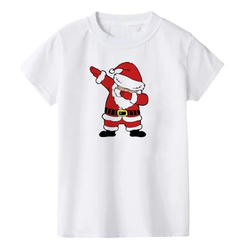 Vaikams Kalėdos Baltos spalvos Marškinėliai Unisex Vaikų Tepdami Santa Modelio Spausdinimo Tee Marškinėliai Bamblys Mados Trumpas Rankovės marškinėliai Topai