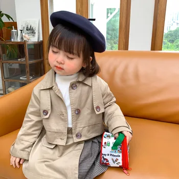 Vaikų Drabužiai 2020 M. Rudenį Naujų Mados Mergaitė vidutinio Ilgio Švarkelis korėjos Net Raudona Baby Girl Kostiumas Striukė