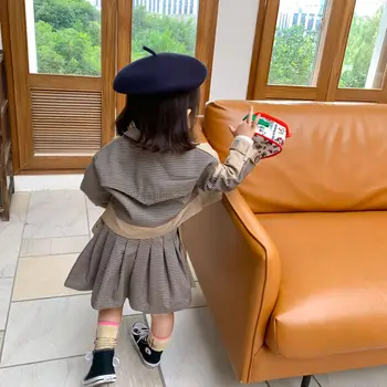 Vaikų Drabužiai 2020 M. Rudenį Naujų Mados Mergaitė vidutinio Ilgio Švarkelis korėjos Net Raudona Baby Girl Kostiumas Striukė