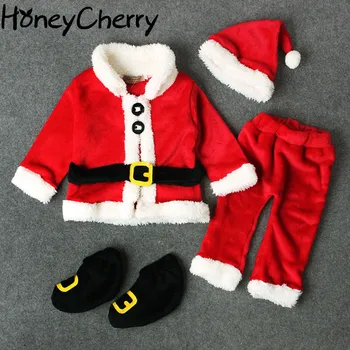 Vaikų rudens ir žiemos ilgomis rankovėmis Santa Claus keturių dalių kostiumą berniuko drabužių rinkinys, vaikams drabužiai